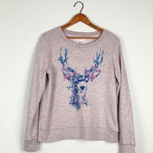 Aeropostale | Grey Watercolor Deer Sweatshirt